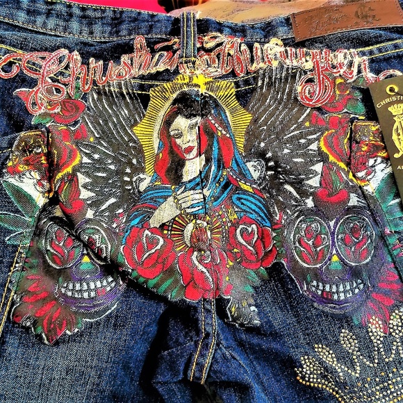 Christian Audigier Other - Men's Christian Audigier Blue Jeans Skull Head NWT